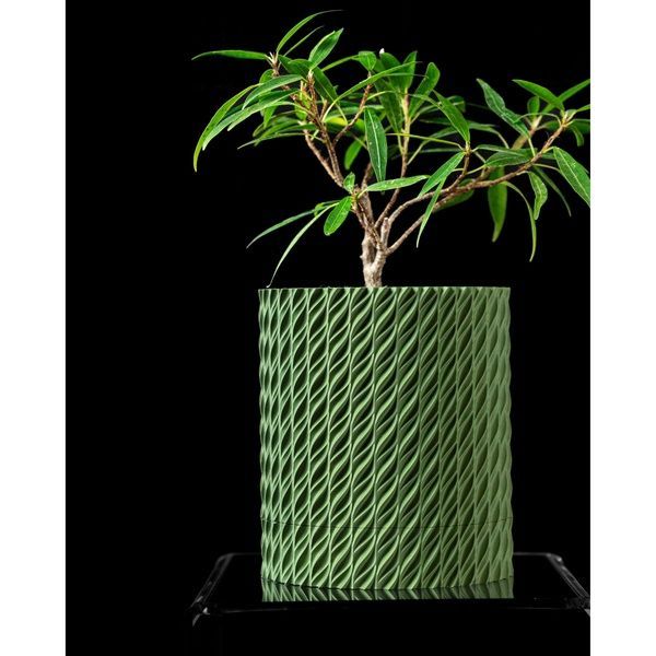 Ghiveci de flori 3d Folium Premium rotund 10.5 x 12 cm, Culoare Verde 3dv0042 foto