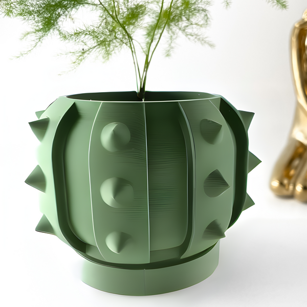 Ghiveci de flori 3d Spike rotund 13 x 9 cm, Culoare Verde 3dv0442 foto