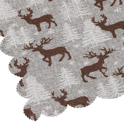 Fata de masa pentru decor, cu motive de Craciun, din stofa, 35x186cm, gri CA-0616 foto