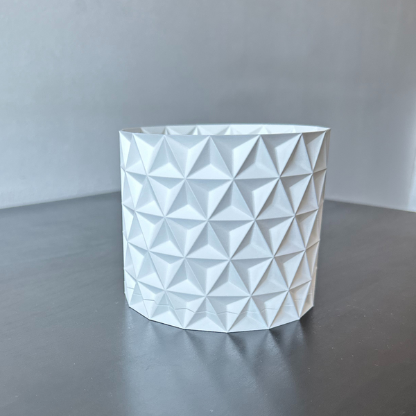 Ghiveci de flori 3d, Trigrix , rotund 15.5 x 14.5 cm, Culoare Аlb 3dv0924 foto
