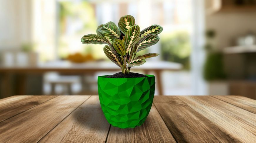 Ghiveci de flori 3d, Dunora , rotund 18 x 16.5 cm, Culoare Verde 3dv0674 foto