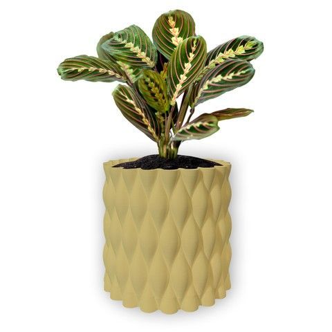Ghiveci de flori 3d, Twist Flow , rotund 18 x 16.5 cm, Culoare Bej 3dv0548 foto
