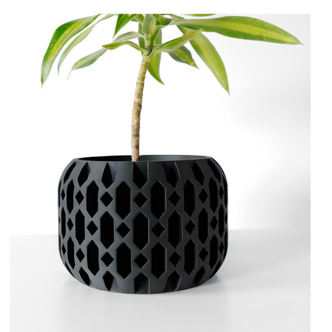 Ghiveci de flori 3d Geolux Premium rotund 19 x 12.5 cm, Culoare Antracit 3dv0118 foto