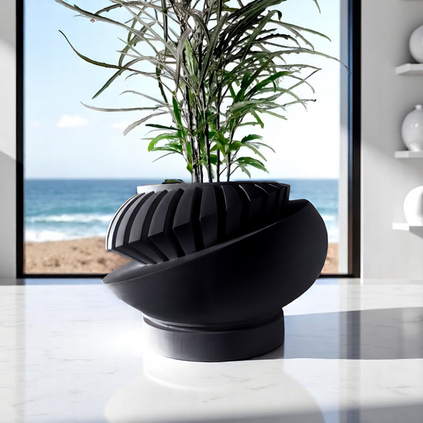 Ghiveci de flori 3d Planet rotund 16 x 10 cm, Culoare Negru 3dv0414 foto