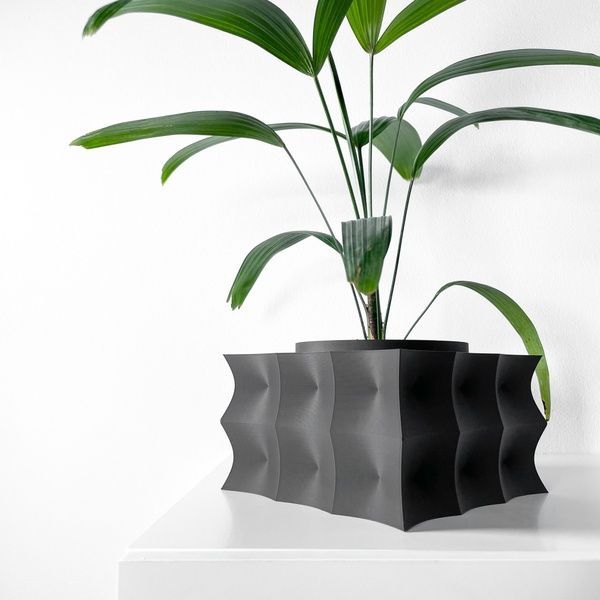 Ghiveci de flori 3d Bloomex patrat 13 x 9 cm, Culoare Antracit 3dv0461 foto
