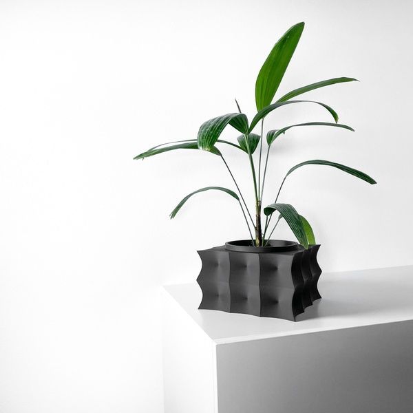 Ghiveci de flori 3d Bloomex patrat 13 x 9 cm, Culoare Antracit 3dv0461 foto