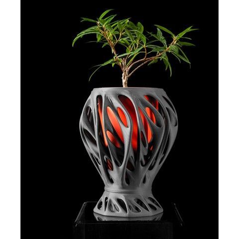 Ghiveci de flori 3d Flareon rotund 17 x 215 cm, Culoare Antracit - Rosu 3dv0469 foto
