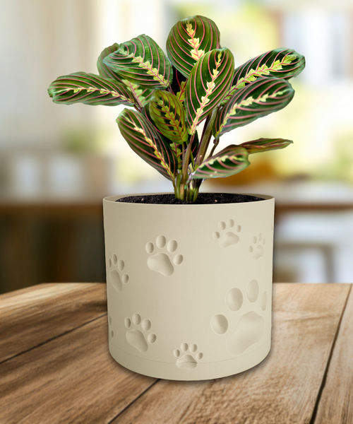 Ghiveci de flori 3d, Trace Animal , rotund 18 x 16.5 cm, Culoare Аlb 3dv0975 foto