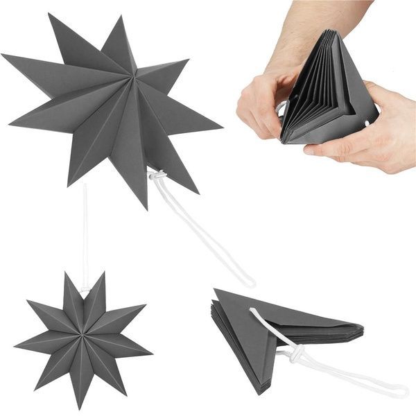 Stea decorativa 3D din hartie, cu 9 colturi, 30cm, argintie CA-1105 foto