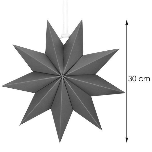 Stea decorativa 3D din hartie, cu 9 colturi, 30cm, argintie CA-1105 foto