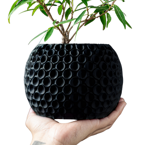 Ghiveci de flori 3d Sferra rotund 12.5 x 10.5 cm, Culoare Antracit 3dv0371 foto