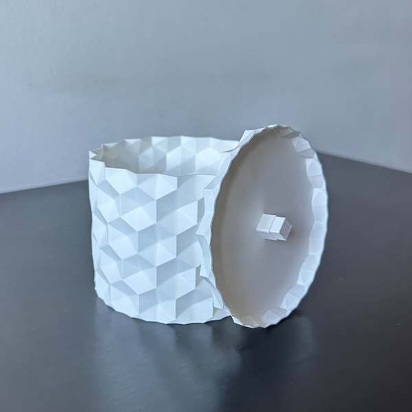 Ghiveci de flori 3d, Geonix , rotund 13 x 12 cm, Culoare Аlb 3dv0726 foto