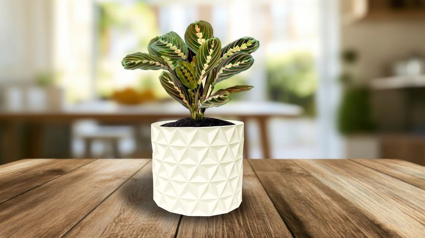 Ghiveci de flori 3d, Trigrix , rotund 18 x 16.5 cm, Culoare Аlb 3dv0926 foto