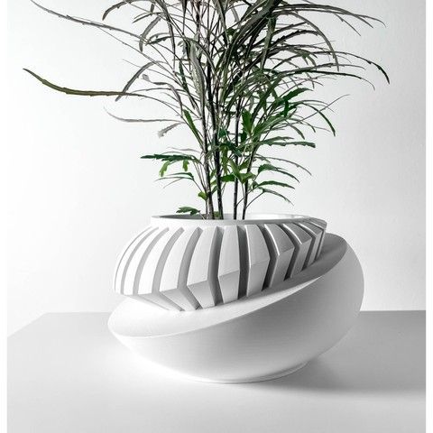 Ghiveci de flori 3d Planet rotund 16 x 10 cm, Culoare Alb 3dv0419 foto