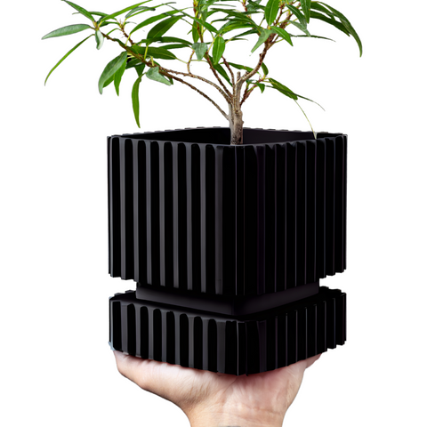 Ghiveci de flori 3d Tower rotund 11 x 12 cm, Culoare Antracit 3dv0356 foto