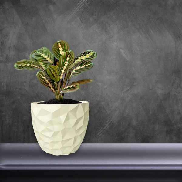 Ghiveci de flori 3d, Dunora , rotund 13 x 12 cm, Culoare Аlb 3dv0677 foto