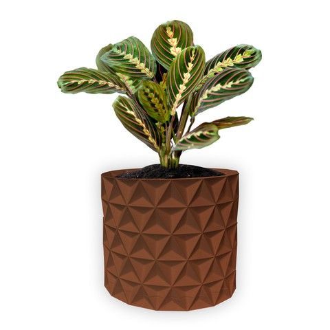 Ghiveci de flori 3d, Trigrix , rotund 12 x 11 cm, Culoare Maro 3dv0928 foto