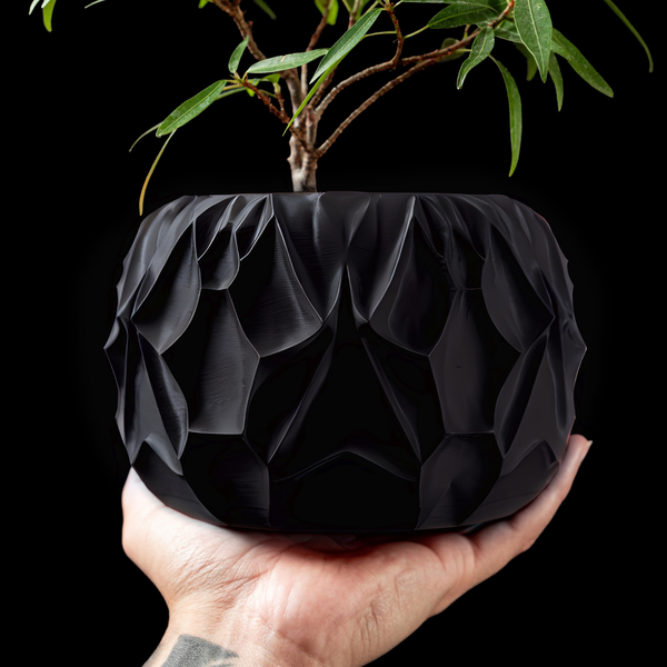 Ghiveci de flori 3d Mistella rotund 20 x 16 cm, Culoare Negru 3dv0394 foto