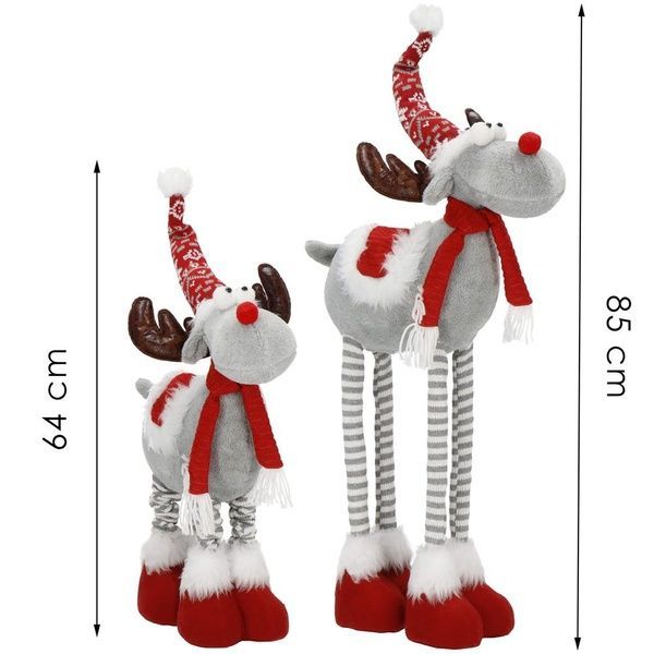 Figurina Craciun, Ren, picioare telescopice, iluminare LED, inaltime reglabila 64-85cm CA-1249 foto