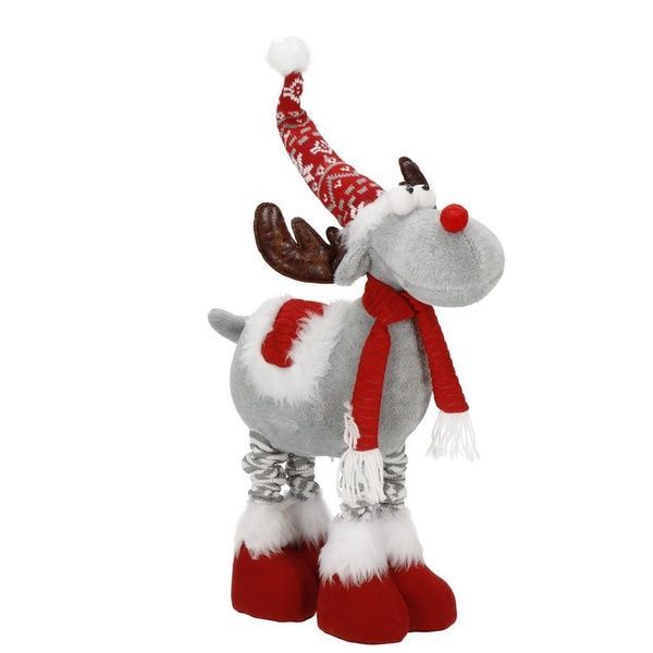 Figurina Craciun, Ren, picioare telescopice, iluminare LED, inaltime reglabila 64-85cm CA-1249 foto