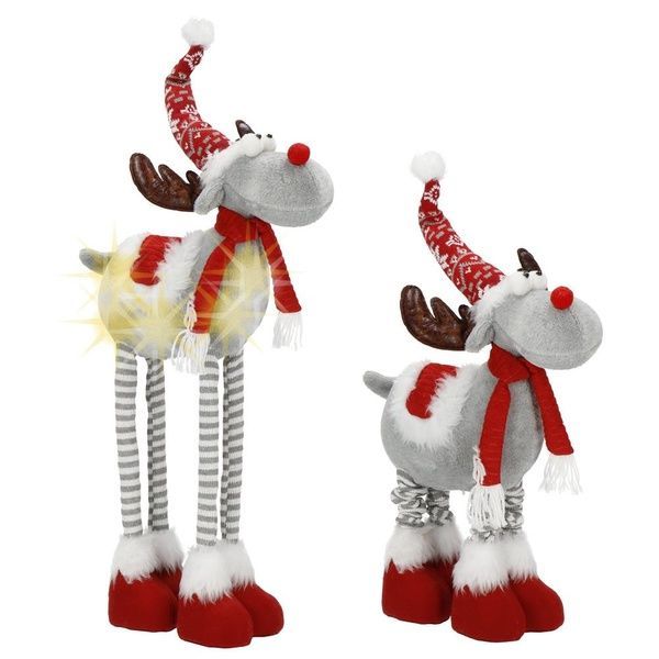 Figurina Craciun, Ren, picioare telescopice, iluminare LED, inaltime reglabila 64-85cm CA-1249 foto