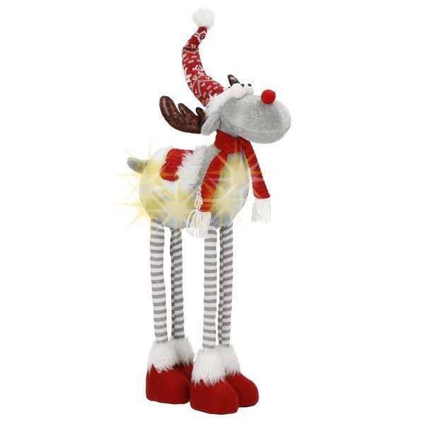 Figurina Craciun, Ren, picioare telescopice, iluminare LED, inaltime reglabila 64-85cm CA-1249 foto