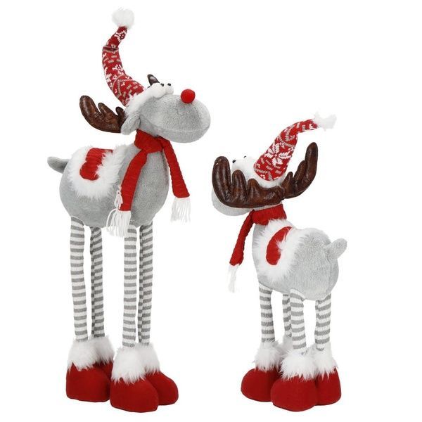Figurina Craciun, Ren, picioare telescopice, iluminare LED, inaltime reglabila 64-85cm CA-1249 foto
