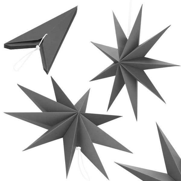 Stea decorativa 3D din hartie, cu 9 colturi, 60cm, argintie CA-1102 foto