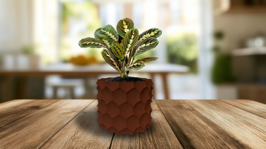 Ghiveci de flori 3d, Razorix , rotund 11 x 10 cm, Culoare Maro 3dv0878 foto