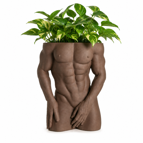 Ghiveci &ndash; vază de flori 3D &bdquo;Atlas&rdquo; maro &ndash; tors masculin 205 &times; 245 mm 3dv1040 foto