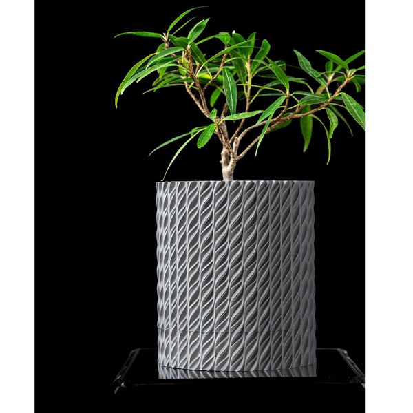 Ghiveci de flori 3d Folium Premium rotund 12.5 x 14,3 cm, Culoare Gri 3dv0032 foto