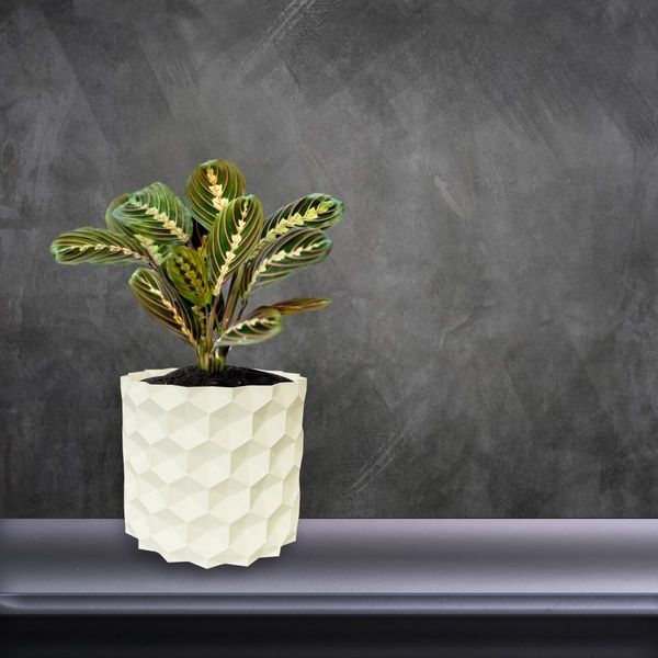 Ghiveci de flori 3d, Geonix , rotund 16.5 x 15.5 cm, Culoare Аlb 3dv0729 foto