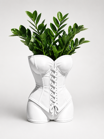 Ghiveci &ndash; vază de flori 3D &bdquo;Vivienne Corset&rdquo; alb &ndash; siluetă feminină 130 &times; 170 mm 3dv1042 foto