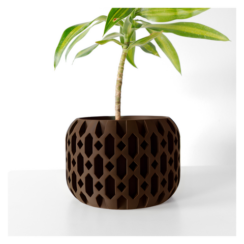 Ghiveci de flori 3d Geolux Premium rotund 19 x 12.5 cm, Culoare Maro 3dv0106 foto