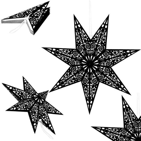 Stea decorativa 3D din hartie si pasla ajurata, 50cm, neagra CA-1099 foto