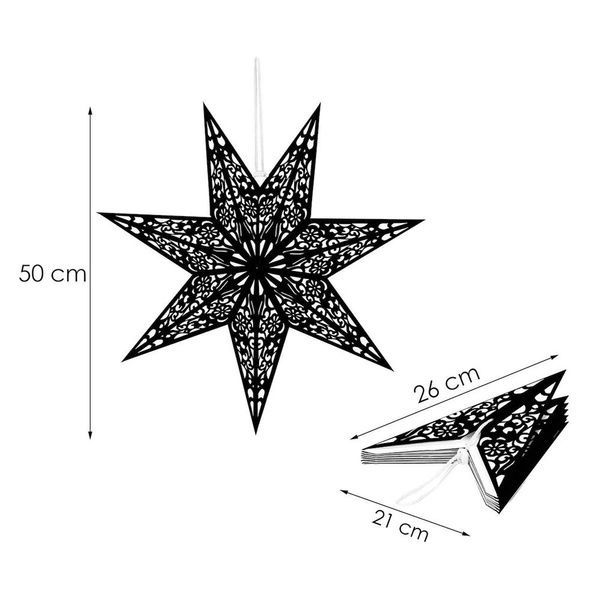 Stea decorativa 3D din hartie si pasla ajurata, 50cm, neagra CA-1099 foto