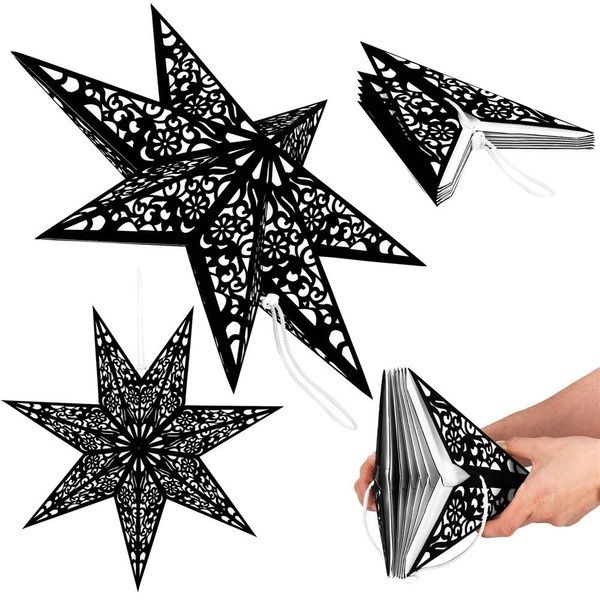 Stea decorativa 3D din hartie si pasla ajurata, 50cm, neagra CA-1099 foto