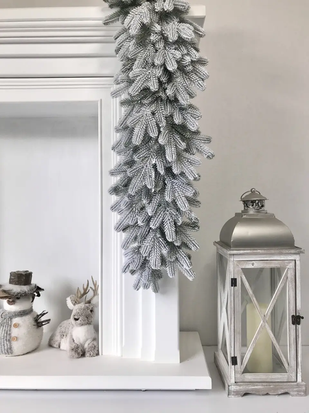 Ghirlanda artificiala de Craciun, TSE Garland LUX SNOW, ace 3D, PE, Ghirlanda 190 cm, Ghirlanda pentru usa, semineu, Decoratiuni exteriorul interior al casei. Ninsa TSV1323 foto