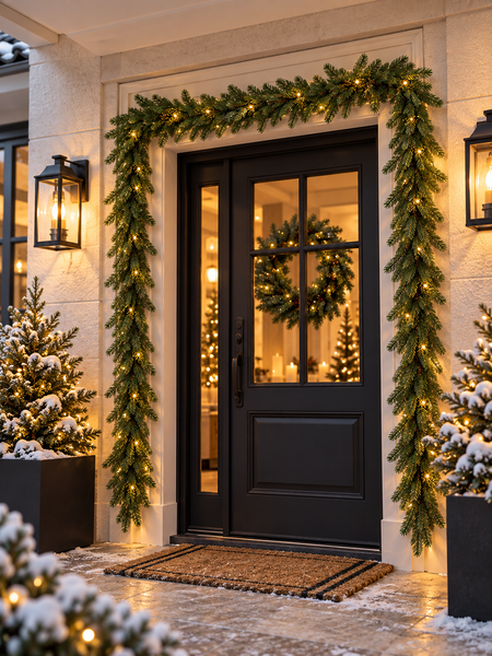 Ghirlanda artificiala de Craciun, TSE nedecorata, Garland LUX, ace 3D, PE, Ghirlanda rotunda 190 cm, Ghirlanda pentru usa, semineu, Decoratiuni exteriorul interior al casei. TSV1324 foto