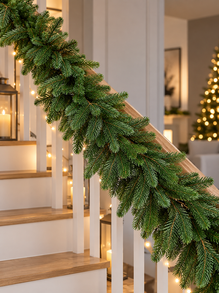 Ghirlanda artificiala de Craciun, TSE nedecorata, Garland LUX, ace 3D, PE, Ghirlanda rotunda 190 cm, Ghirlanda pentru usa, semineu, Decoratiuni exteriorul interior al casei. TSV1324 foto