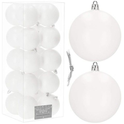 Set globuri de Craciun, 20 bucati, 8cm, alb mat CA-0841 foto