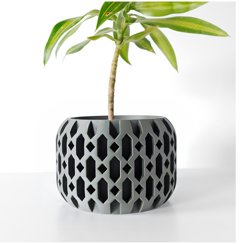 Ghiveci de flori 3d Geolux Premium rotund 15 x 11 cm, Culoare Gri 3dv0122 foto