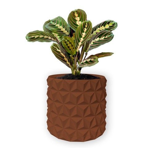 Ghiveci de flori 3d, Krystar , rotund 14.5 x 13.5 cm, Culoare Maro 3dv0783 foto