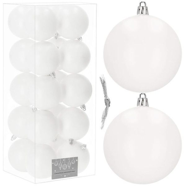 Set globuri de Craciun, 20 bucati, 8cm, alb mat CA-0841 foto
