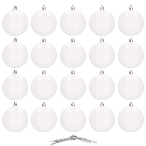 Set globuri de Craciun, 20 bucati, 8cm, alb mat CA-0841 foto