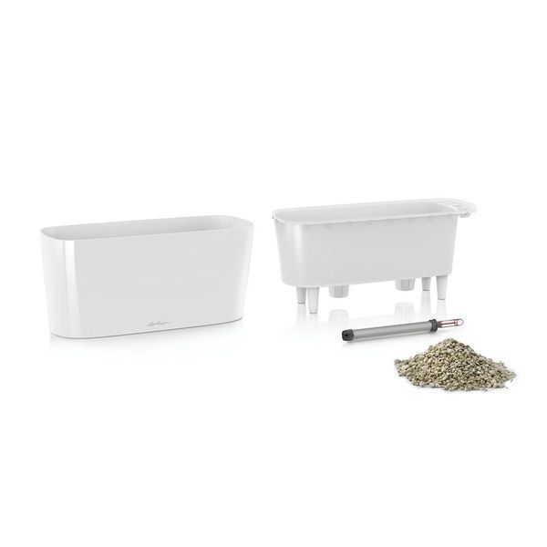 Ghiveci inteligent Lechuza Delta 20 oval 5 l 40 x 15 x 18 cm, Culoare Alb 15560 foto