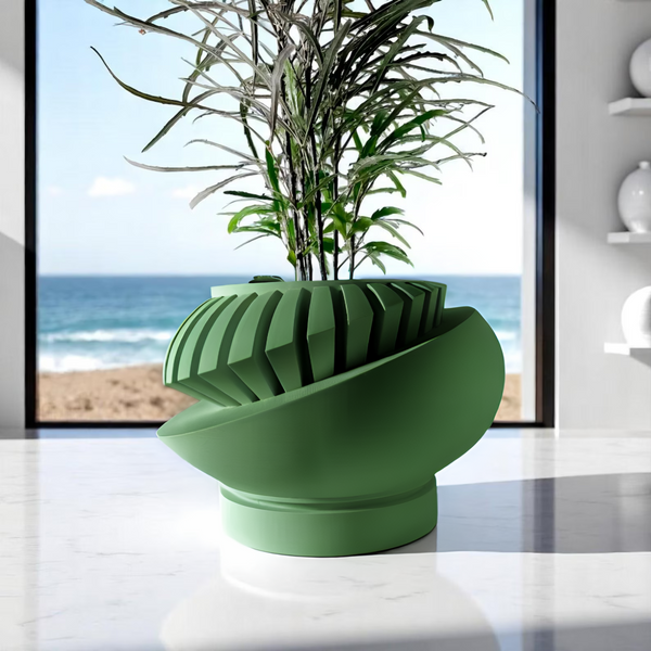 Ghiveci de flori 3d Planet rotund 16 x 10 cm, Culoare Verde 3dv0424 foto