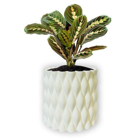 Ghiveci de flori 3d, Twist Flow , rotund 18 x 16.5 cm, Culoare Аlb 3dv0534 foto
