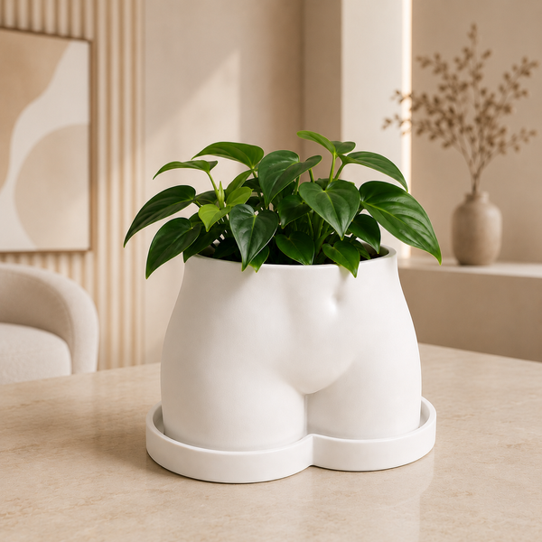 Ghiveci &ndash; vază de flori 3D &bdquo;Aura&rdquo; alb &ndash; siluetă feminină 205 &times; 140 mm 3dv1095 foto