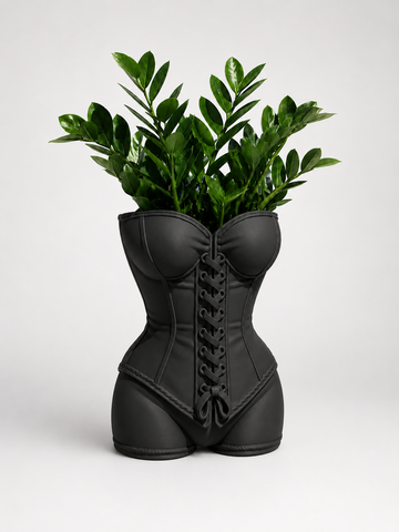 Ghiveci &ndash; vază de flori 3D &bdquo;Vivienne Corset&rdquo; negru &ndash; siluetă feminină 170 &times; 220 mm 3dv1060 foto